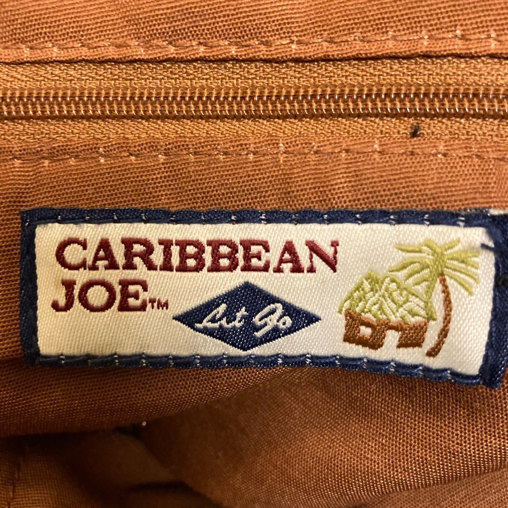 Caribbean Joe Canvas Shoulder Bag Tan Beige Brown Vacation Beach Summer EUC - Picture 5 of 5